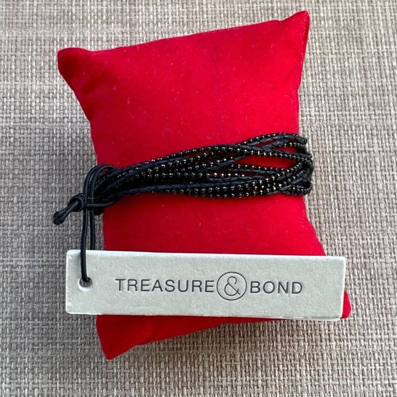 Treasure & Bond Women Bracelet Black Wrist Band Gold Tone Magnet Closure $35 - Picture 11 of 12